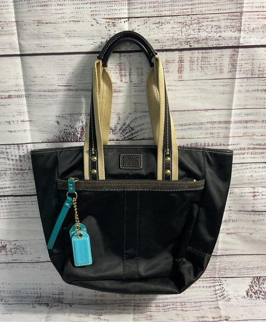 Coach Hampton Nylon Tote Handbag Black & Blue -130 Women's