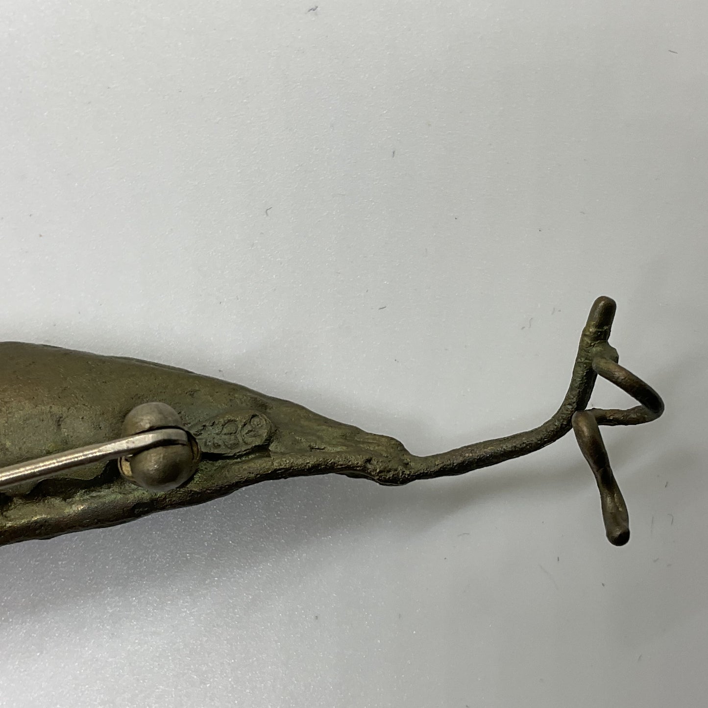 VTG. MICHAEL MICHAUD 7 Pearl Peapod Brooch Hand Patina Bronze- 3.25"
