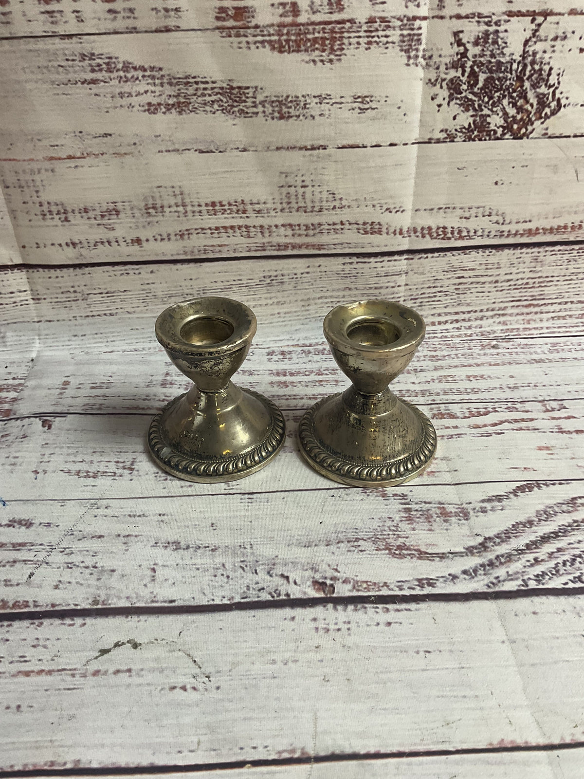 Set Of Two Sterling Weighted Candle Holders