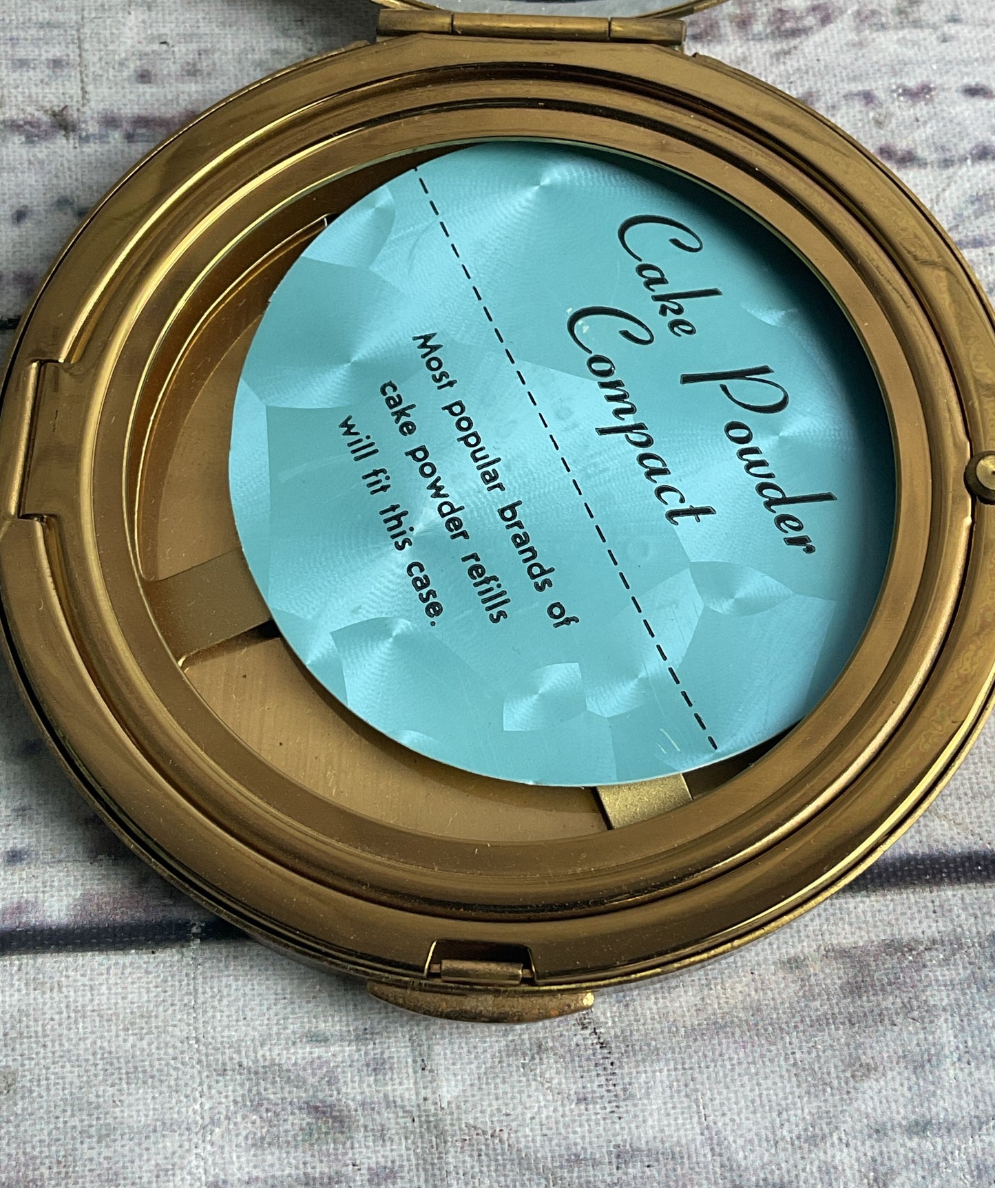 Alpha Sigma Theta Vintage Sorority Brass Powder Compact Gold Tone