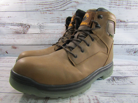 Brahma Men's Brown Faux Leather Steel Toe Work Boots Size 13