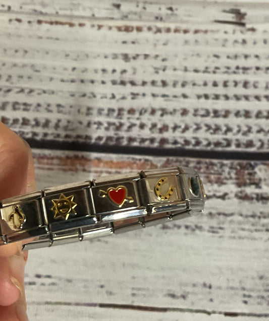 Uberry Stainless Steel Stretch Bracelet Enameled Charms