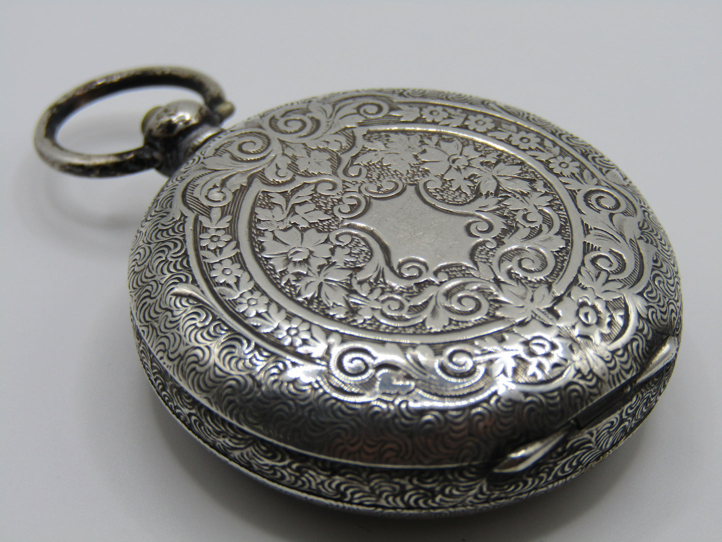 Antique David Perret & Fils The Plan Ornate Sterling Silver Pocket Watch