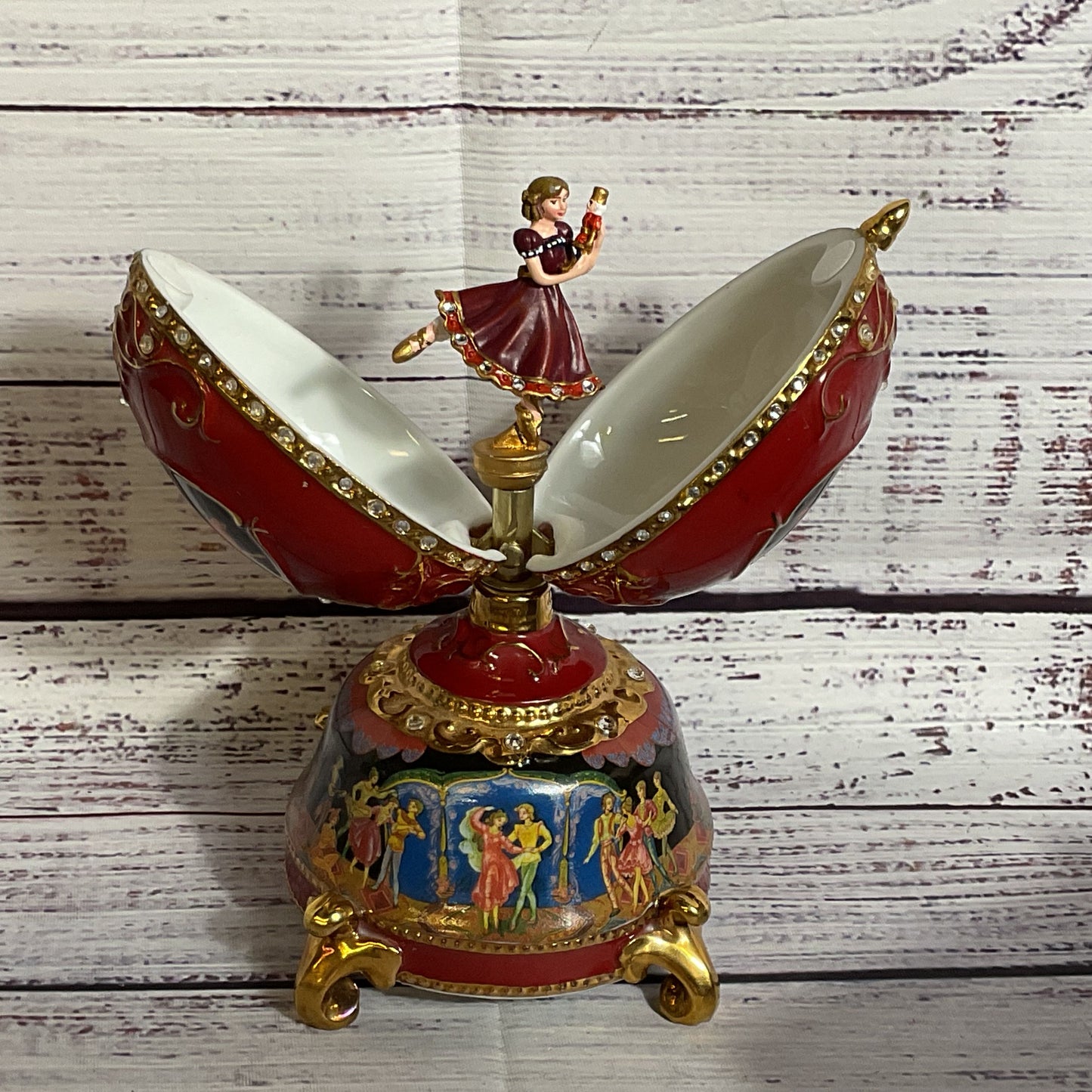 2004 ARDLEIGH ELLIOTT Porcelain The Nutcracker Ballet Musical Egg (WORKS!!!)