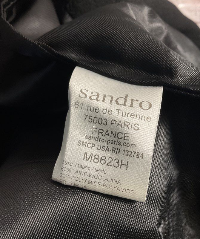 Sandro Women's Wool Blend Black Coat Size 40