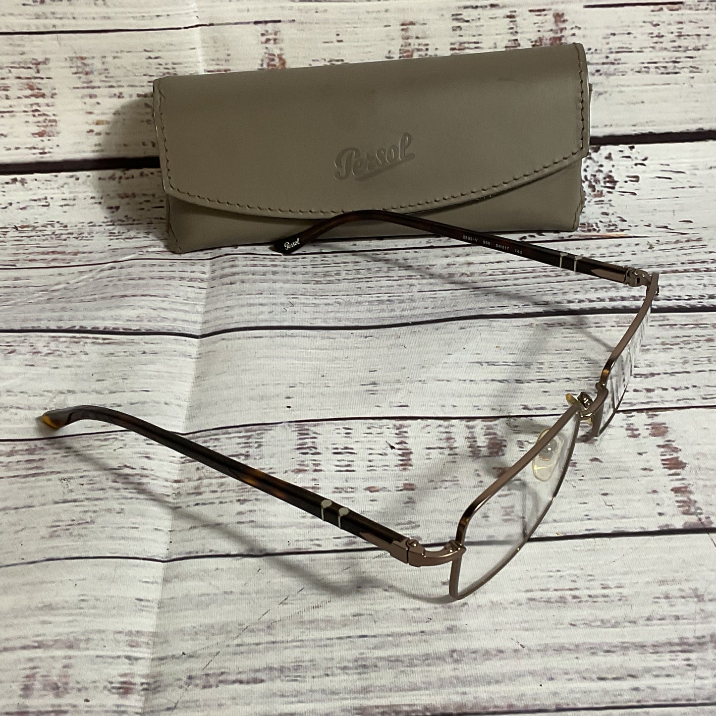 NWOT PERSOL 2392-V Men's Brown Eyeglasses with Case- 54[ ]17 140 (FRAMES ONLY)