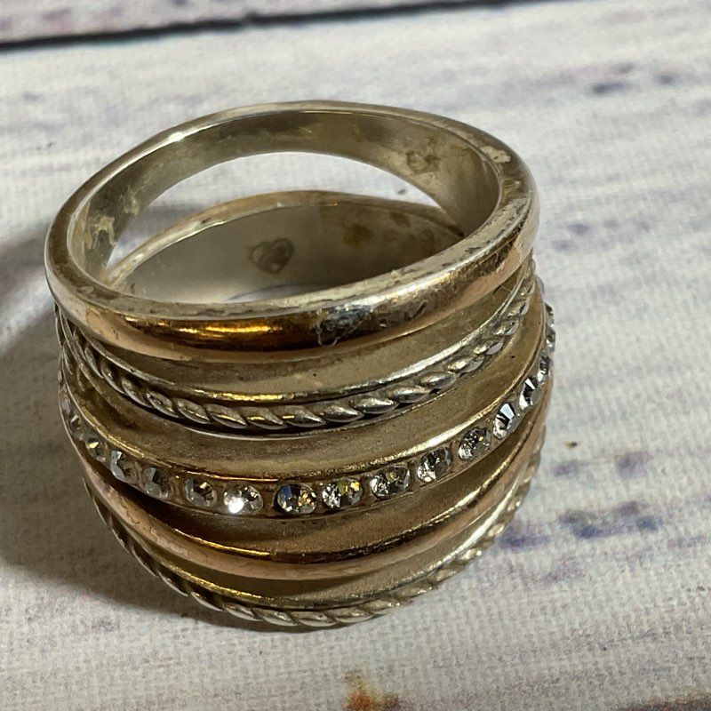 BRIGHTON Sterling Silver Two Tone Fashion SZ 10 Ring- 9.76g