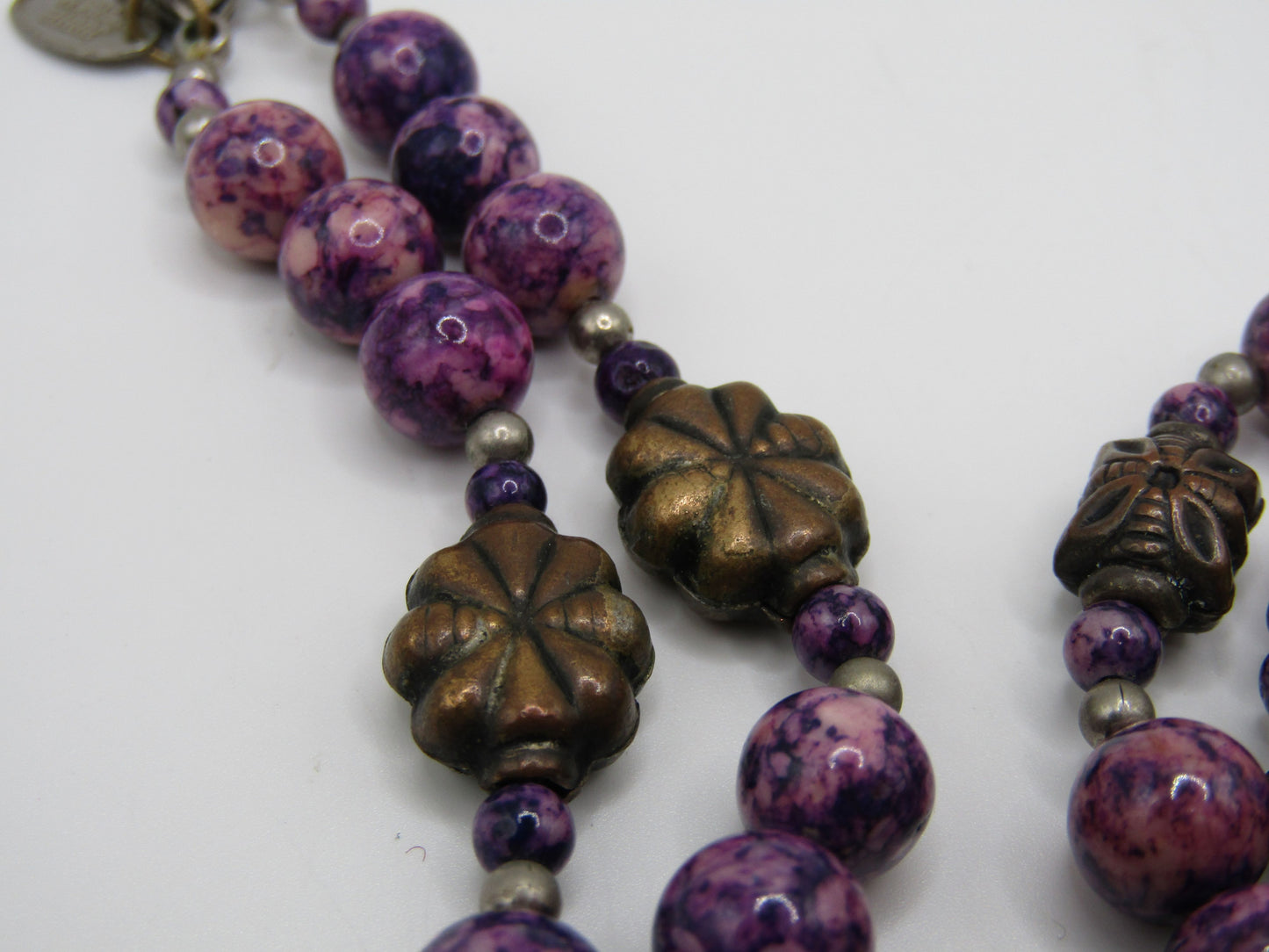 Judie Ingram Purple Swirl Resin Beaded Necklace