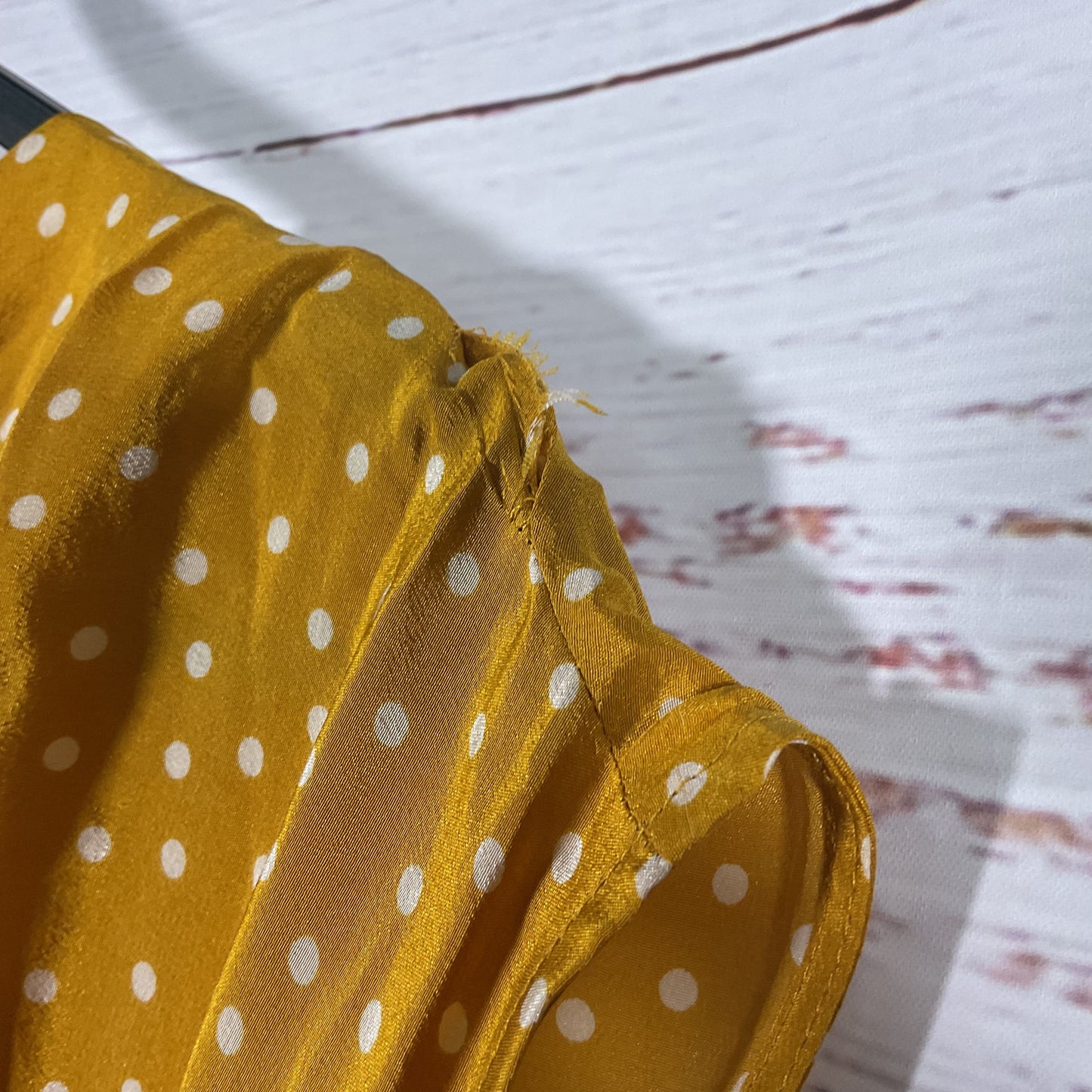 Maeve Anthropologie Mustard Yellow White Polka Dot Draped Neck Top - Size 6