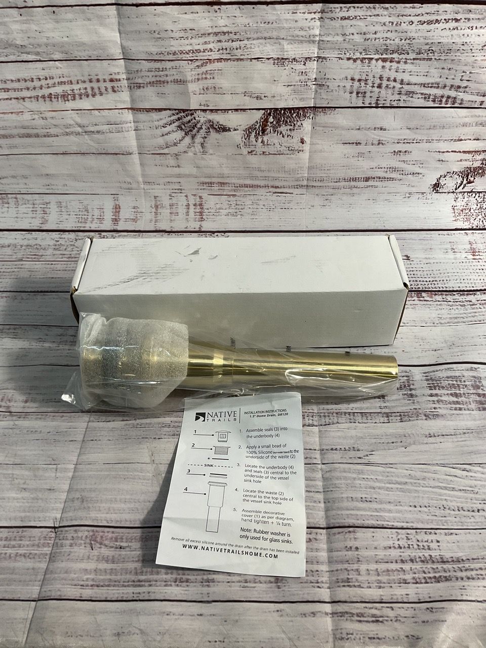 New DR120 1.5" Dome Drain In Brushed Gold Native Trails