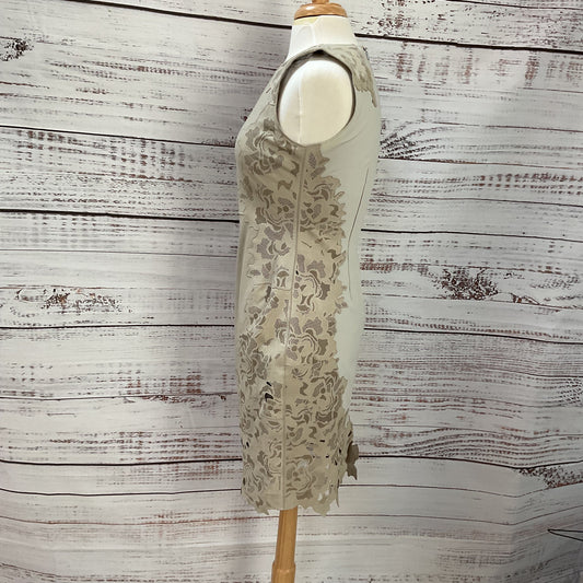 Elie Tahari Avital Taupe Leather Paneled Sheath Dress As-Is - Size 4