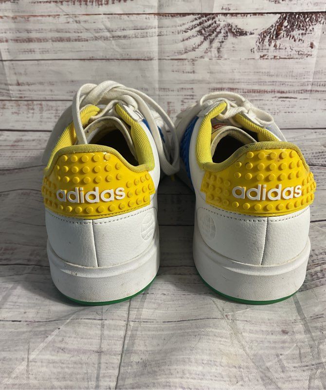 Adidas Grand Court 2.0, LEGO Sneakers White Blue Yellow Size 8.5 US
