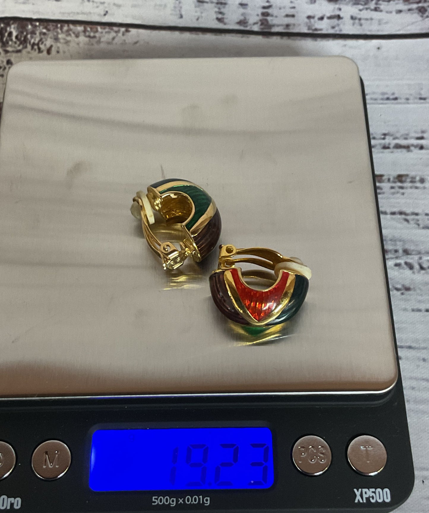 Joan Rivers Gold Tone Clip On Earrings Multi Color Enamel