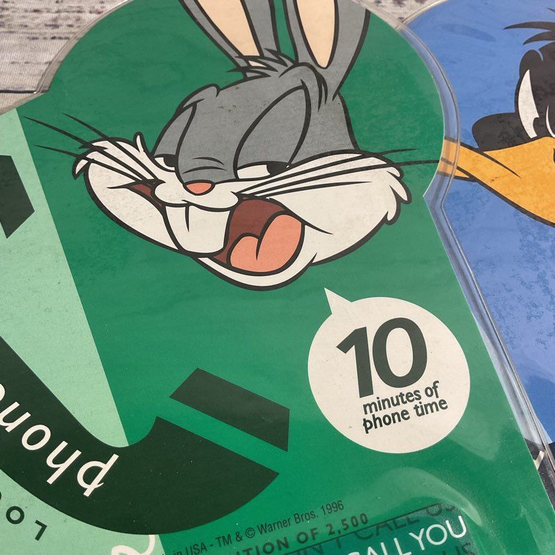 Lot Of 2 Vintage 1996 Looney Tunes 10 Minute Phone Cards Bugs Bunny Daffy Duck