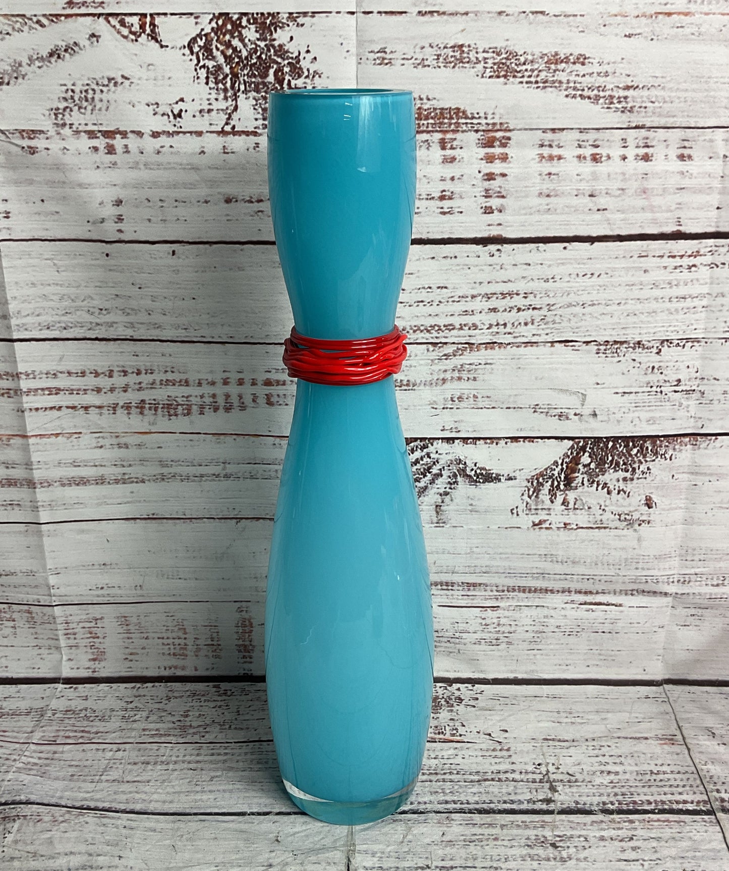Rony Plesl B.A.G. Czech Republic 13" Art Glass Vase Turquoise