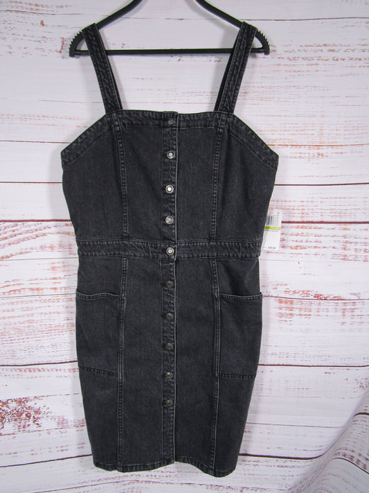 Oat Women's Black Denim Overall Dress Size 14