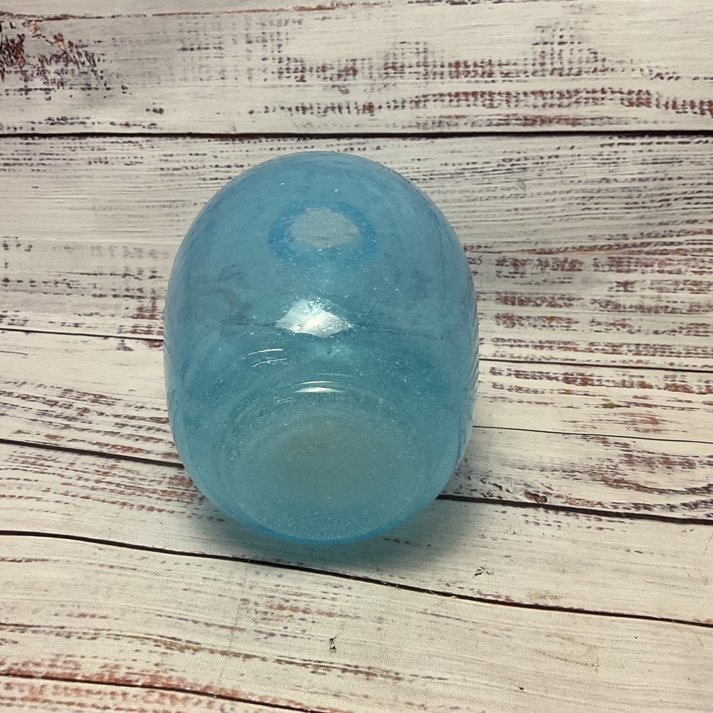 Light Blue Glass Small Bubble Vase 6.5"