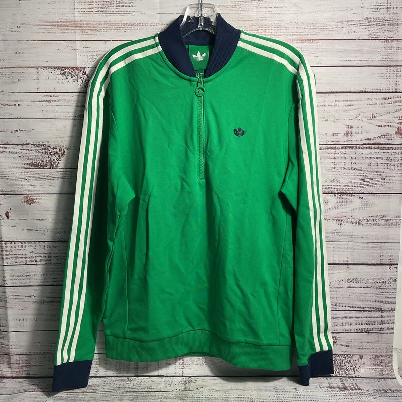 NWT Adidas Golf French Terry Green 3 Stripe 1/4 Zip Pullover Jacket - Size S