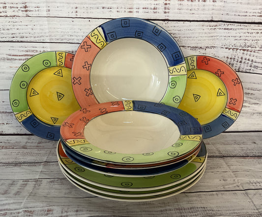 Sargo Hand Painted Multi Pattern Dinnerware Set Multicolor