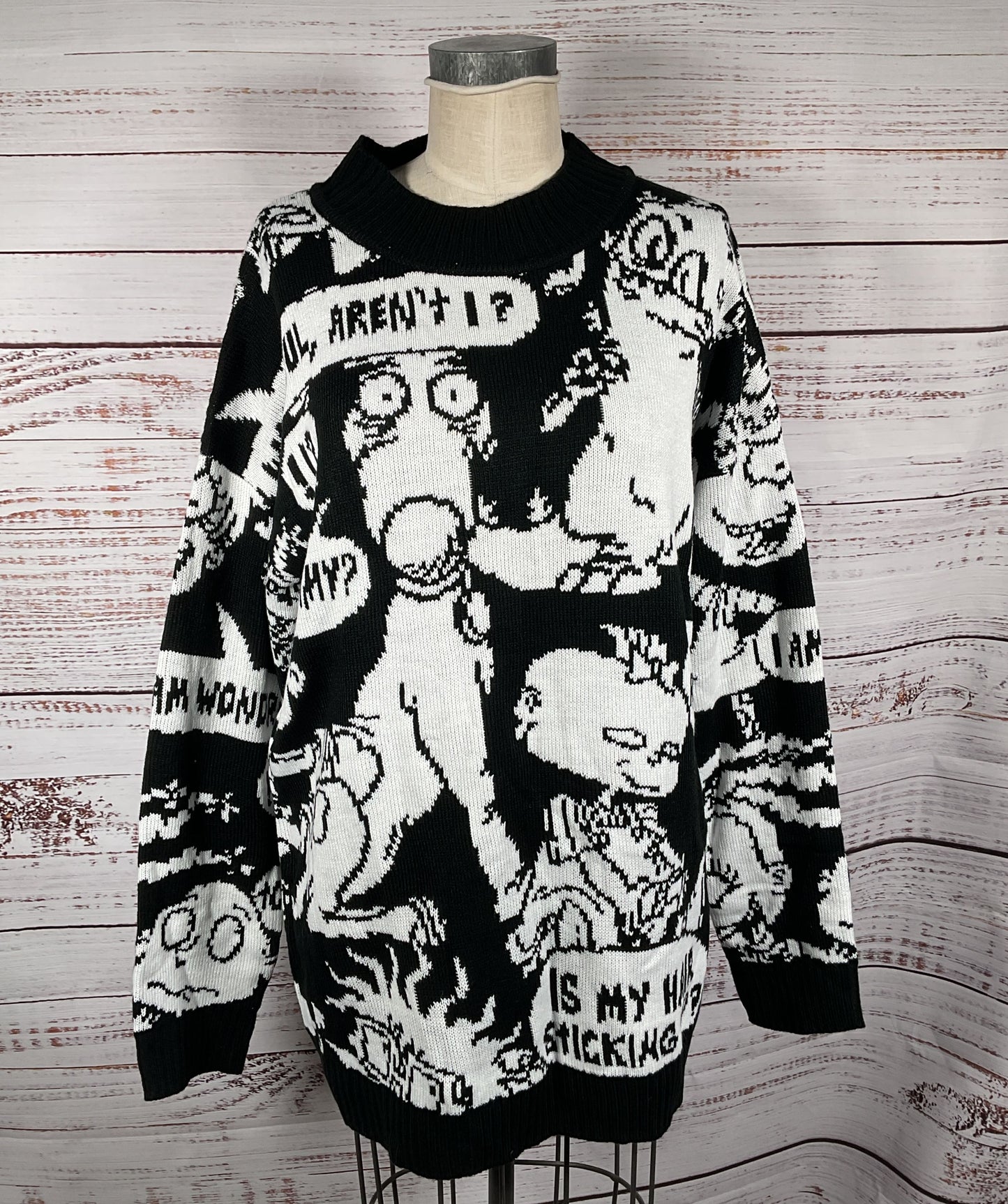 Dolls Kill Rugrats Thinking Too Much Knit Graphic Sweater Multicolor M/L
