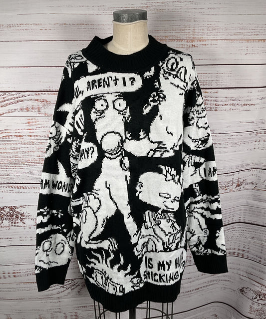 Dolls Kill Rugrats Thinking Too Much Knit Graphic Sweater Multicolor M/L