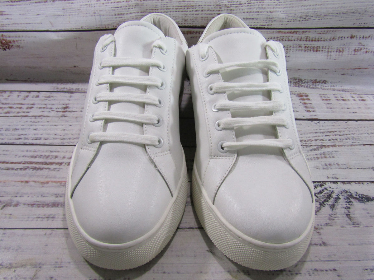 Chico's Ingrid Women's White Leather Crane Embroidered Sneakers Size 9.5