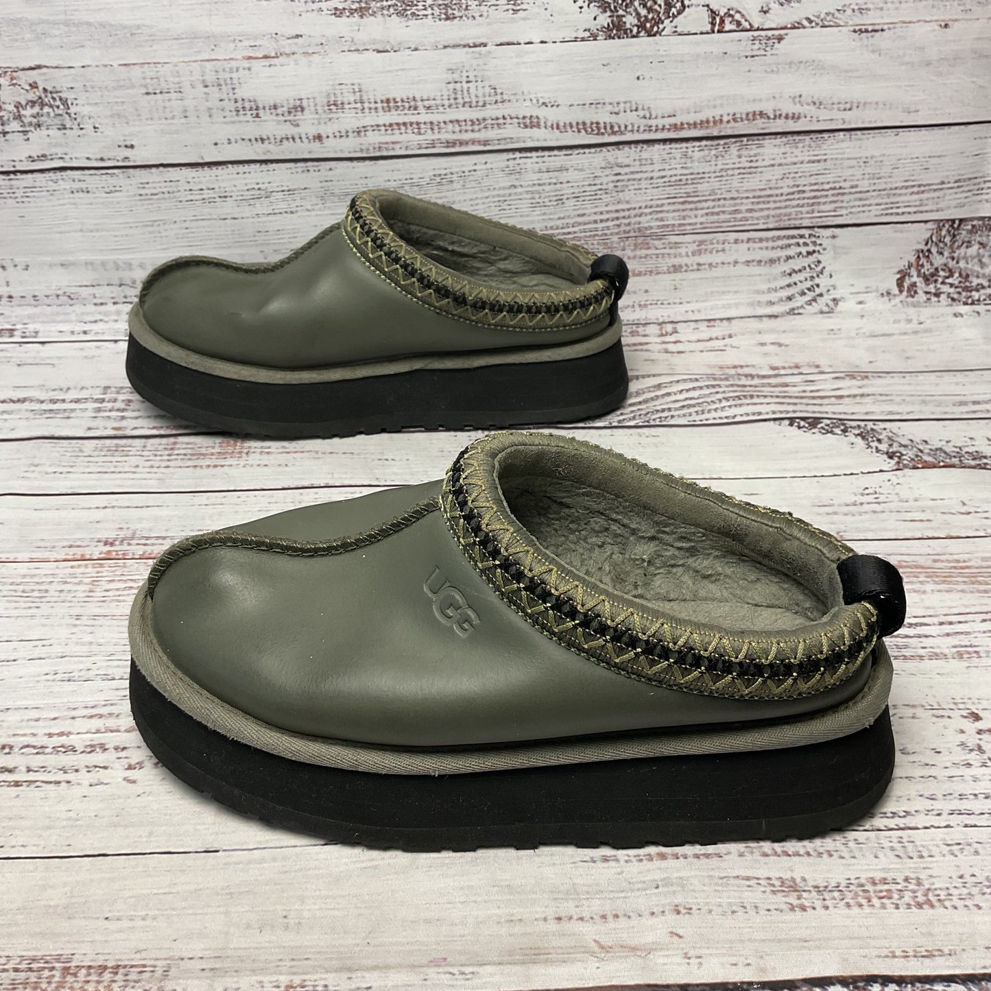 Ugg Tazz Green Seaweed Platform Slipper Women Size 6