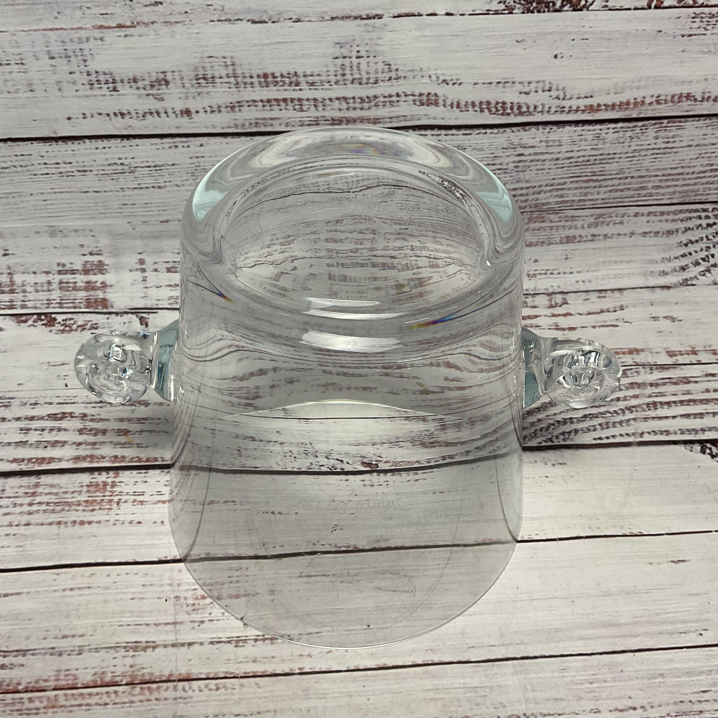 Tiffany & Co. Scroll Handled Crystal Ice Bucket Engraved March 17th 1997 Date 6"