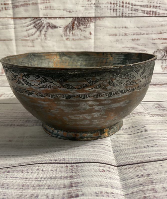 Antique Charlotte Jerusalem Copper Mix? Metal Bowl 6.25"