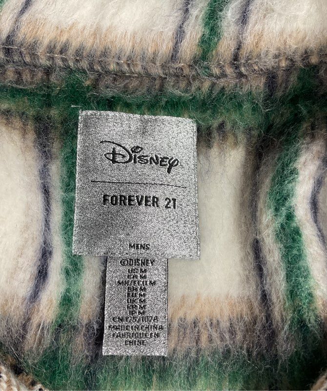 Forever 21 x Disney Donald Duck Fuzzy Plaid Jacket Multicolor M