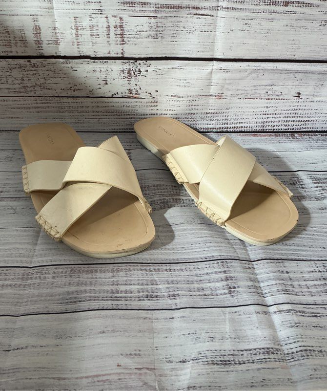 Vince Cream Nico Slide Leather Sandal Size 10