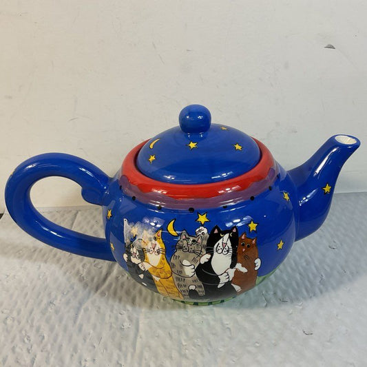 CATZILLA by CANDICE REITER Hand Painted Cats Teapot- 7.25"