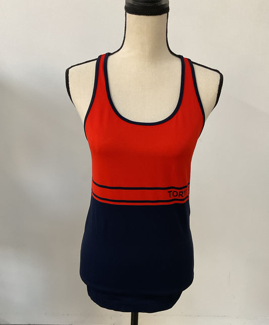 Women's Tory Burch Sport Color Block Red & Navy Tank Top Size XS