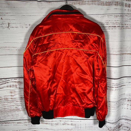 VTG. Style Auto Competition Red Nylon Ferrari Racing Jacket w/ Hood Size M