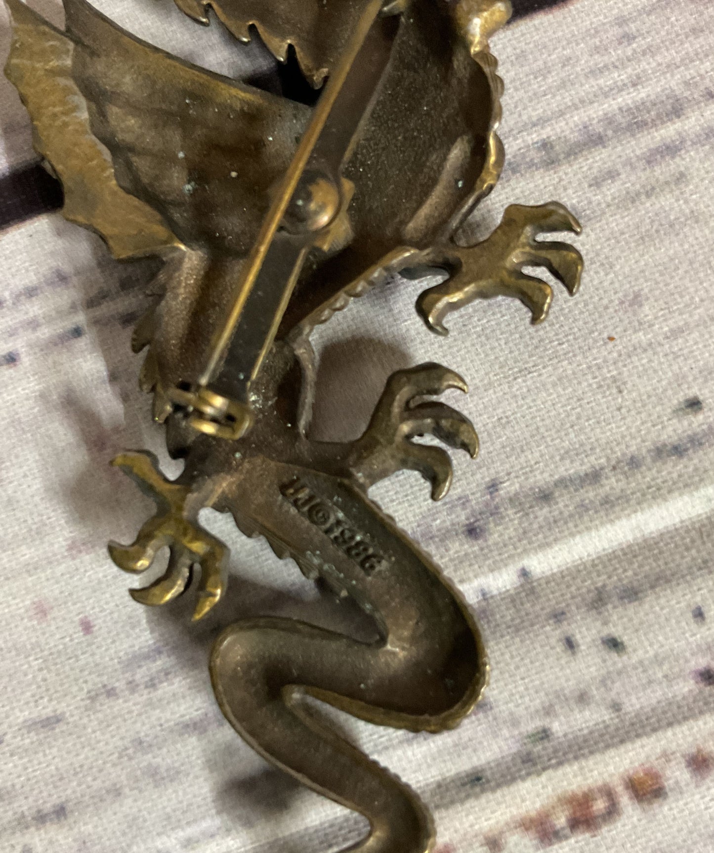 JJ 1986 Metal Vintage Dragon Brooch