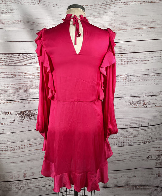 Zadig + Voltaire Ruins Ruffle High Neck Dress Hot Pink XS