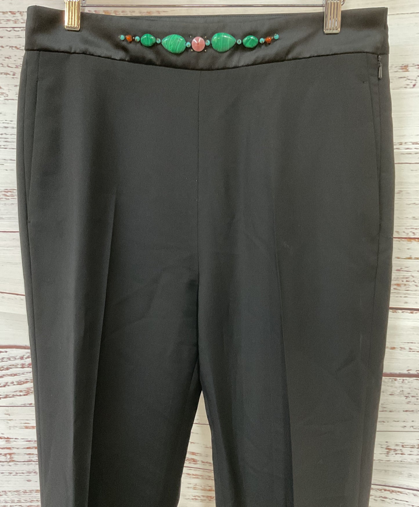 Paul Smith Women's Black Wool Blend Jeweled Cropped Pants Size 42 Made in Italy