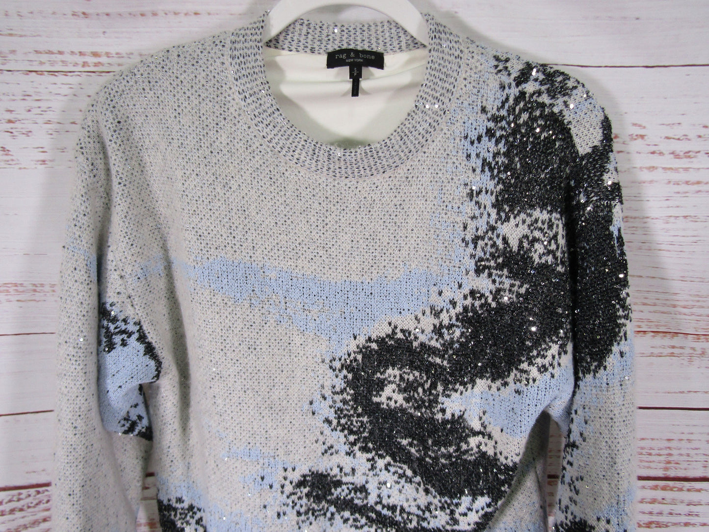 Rag & Bone Estelle Women's Gray Wool Blend Textured Knit Crewneck Sweater Size S