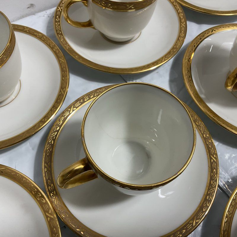 VTG. William Guerin & Co Limoges 23 Pc. Espresso Tea Cup & Saucer Set INCOMPLETE