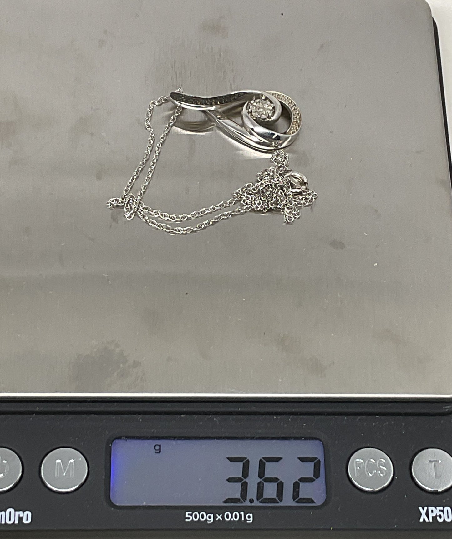 Sterling Silver Chain Necklace Diamond Accent Pendant