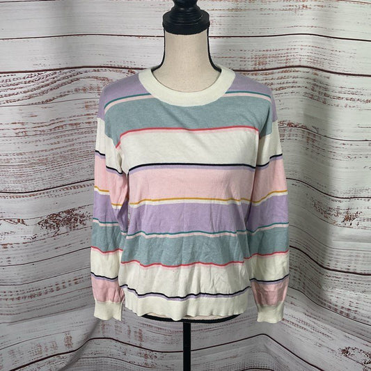 Splendid Collection Multicolor Striped Cotton Blend Crewneck Sweater - Size XS