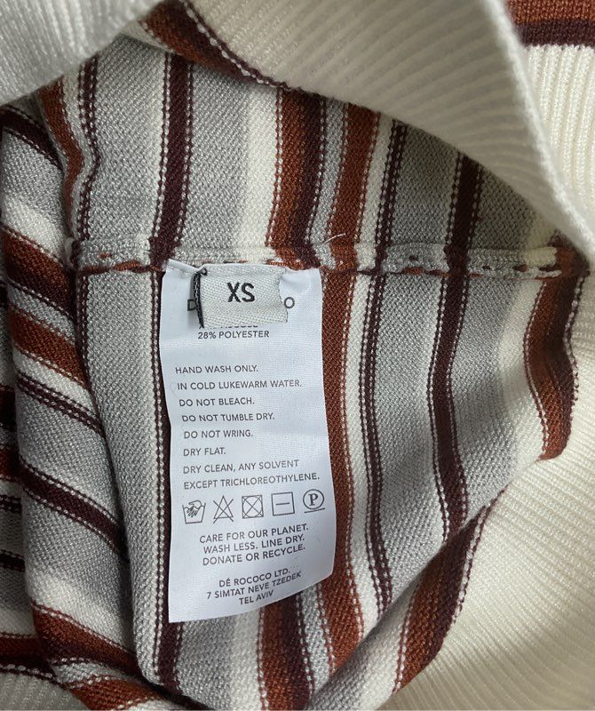 De Rococo Striped Sleeveless Knit Turtleneck Top Multicolor XS