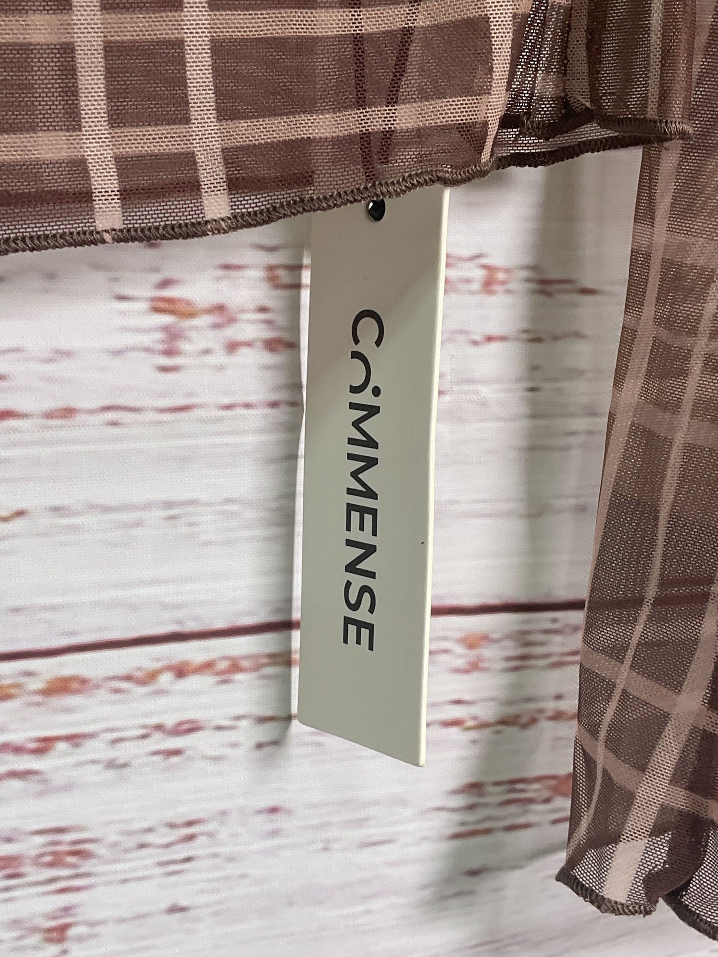 Commense Brown Plaid Sheer Long Sleeve NWT - Size XS