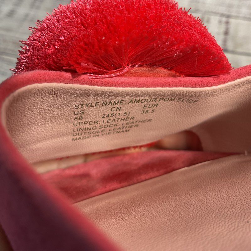 Kate Spade Amour Pom Pink Suede Slide Flat Shoes Women's 8