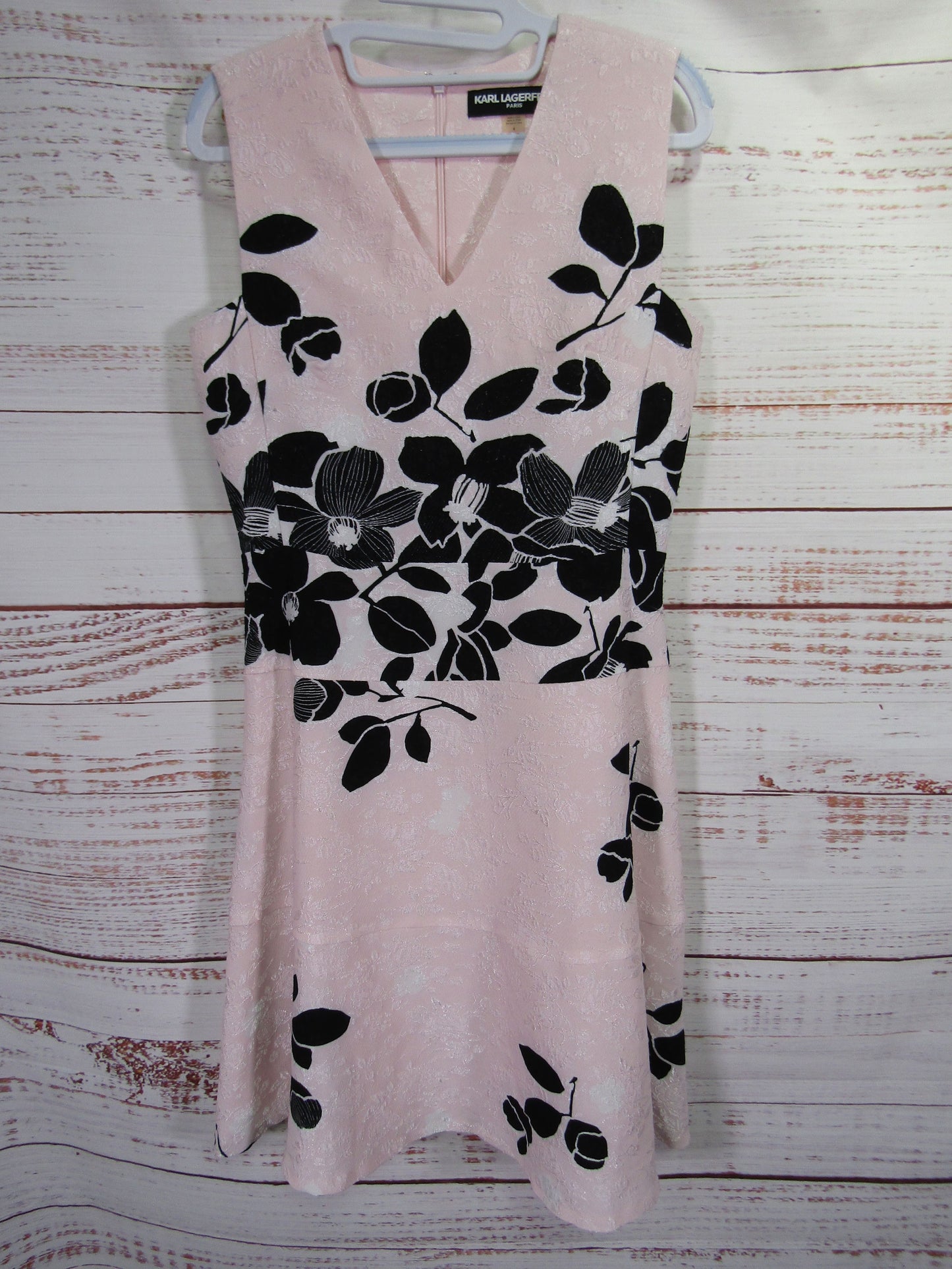 Karl Lagerfeld Women's Pink Black Floral Sleeveless Dress Size 4