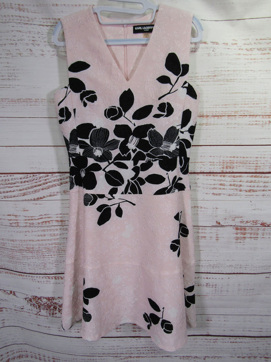 Karl Lagerfeld Women's Pink Black Floral Sleeveless Dress Size 4