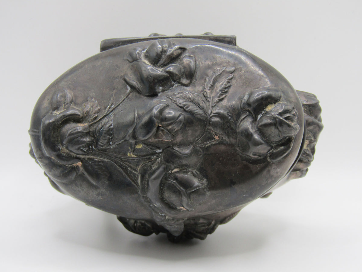 Antique Brainard & Wilson Rose Repousse Art Nouveau Trinket Box