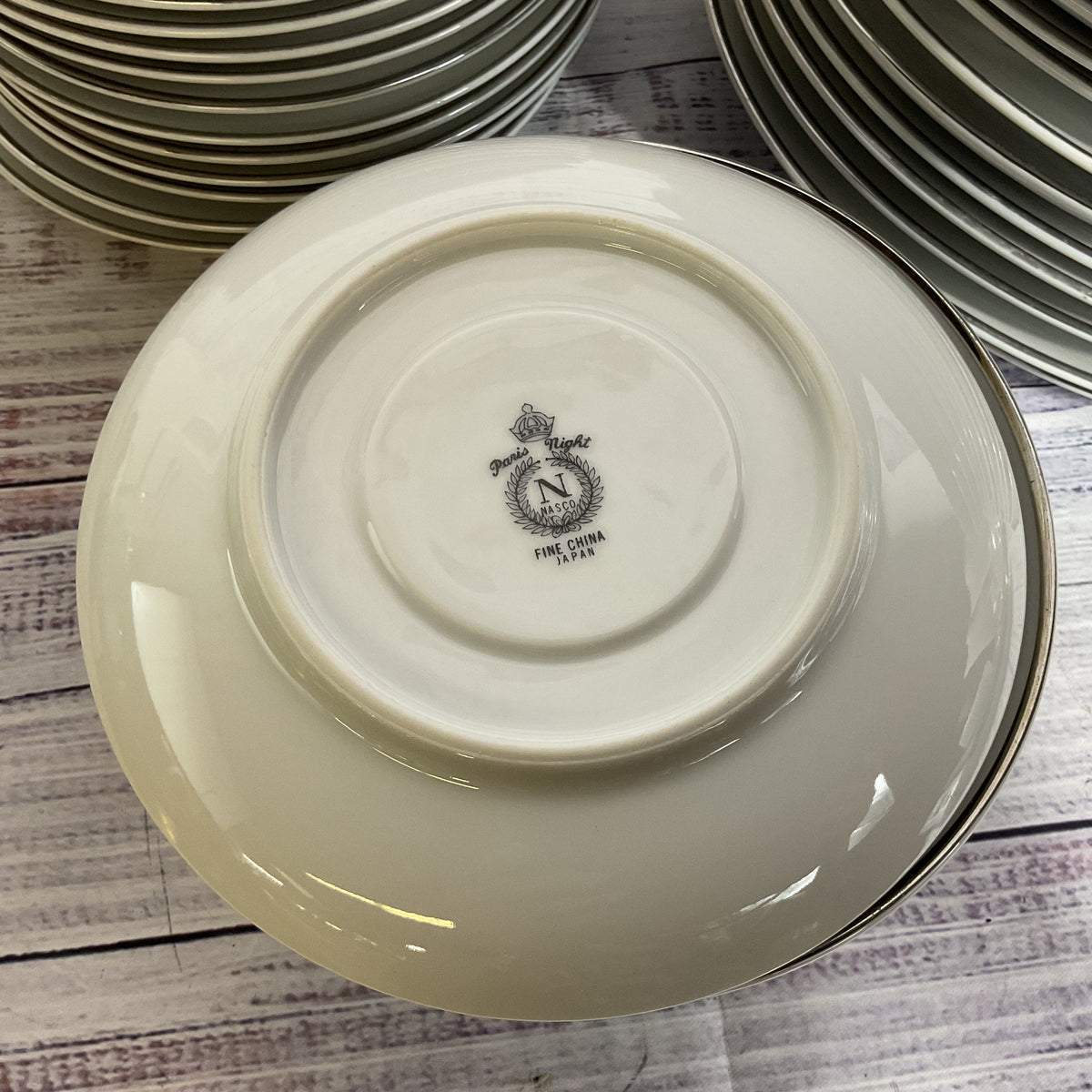 VTG. NASCO Japan Paris Night Fine China Dinner, Bread & Saucer Plates- 36 Pieces