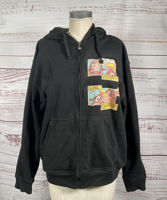 Brooklyn Express Cartoon Graphic Hoodie Black L