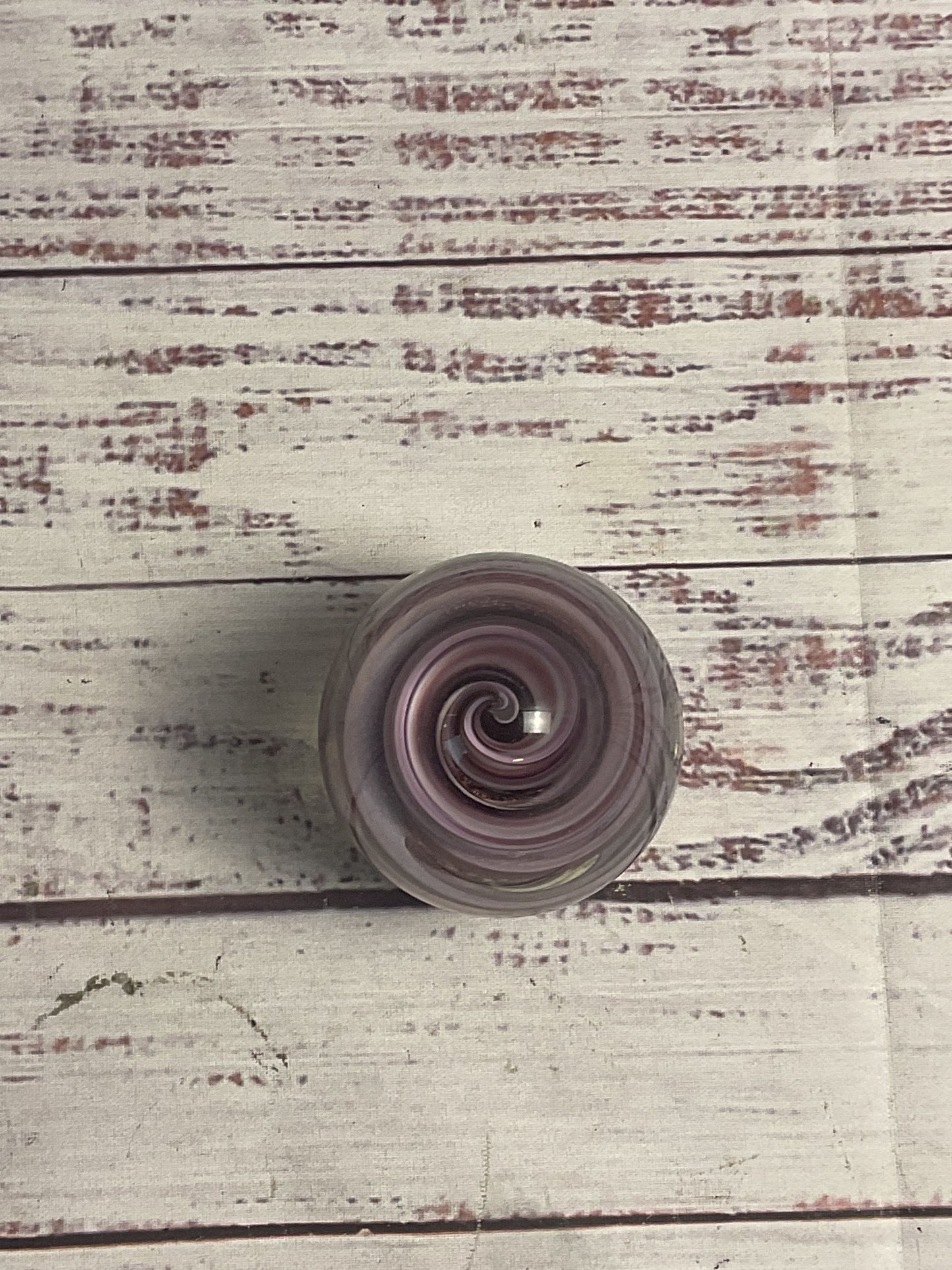 OBG 1990 Signed Glass Egg Purple Spiral Paperweight